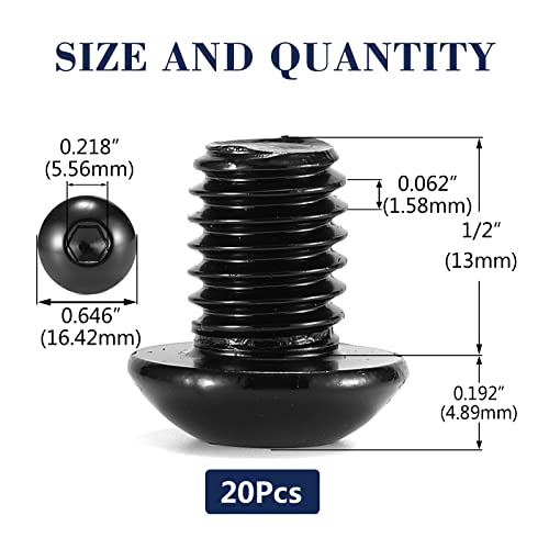 3/8-16 x 1/2" Button Head Socket Cap Bolts Screws, 20Pcs 304 Stainless Steel 18-8, Allen Hex Drive, Black Oxide by SG TZH(with Hex Spanner) - size: 3/8-16 x 1/2"