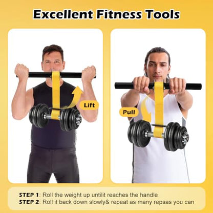 Forearm Strengthener and Wrist Roller, 43.3/51.2 Inch Adjustable Ultra-Strong Nylon Webbing Wrist Forearm Blaster with Quick Locking Mechanism & Anti-Slip Grips, Max 100+ lbs Load for Grip Strength Training, Climbing, Home Gym