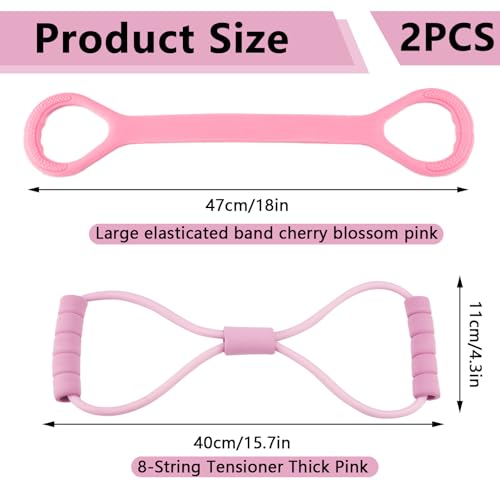 2 Pack Figure 8 Resistance Band, Workout Stretch Bands for Exercise, Arm Back Shoulder Fitness Elastic Rope Equipment for Yoga Pilates Physical Therapy Stretching Training - color: 2Pcs