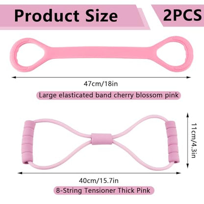 2 Pack Figure 8 Resistance Band, Workout Stretch Bands for Exercise, Arm Back Shoulder Fitness Elastic Rope Equipment for Yoga Pilates Physical Therapy Stretching Training - color: 2Pcs