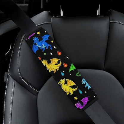 Soft Padded Seat Belt Cover for Girls and Boys, Stroller Pushchair High Chair, 2 Piece Colorful Flying Dragons Shoulder Protector Anti-Slip Pad - color: Pattern 697