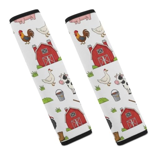 Universal Soft and Comfortable Car Seat Straps Shoulder Pads for Adult Use, Stroller Pushchair High Chair, 2PCS Farm Animal Farmhouse Barn Cow Chicken Pig Harness Pads Strap - color: Pattern 1169