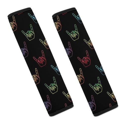 1 Pair Universal Fit Seat Belt Cover for Elderly Support, Most Cars, ASL I Love You Sign Language Seat Belt Cushion, Neck and Shoulder Support - color: Pattern 221