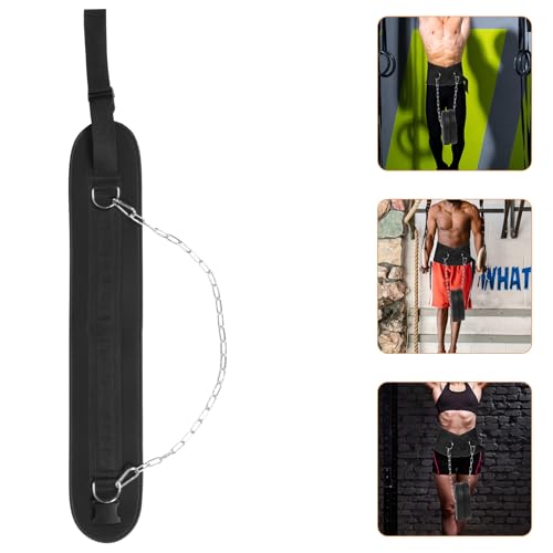 Weighted Pull-up Belt with Chain, Thickened Heavy Duty Weightlifting Belt for Men, Strength Training Equipment for Back Muscle Workout and Dip Exercises