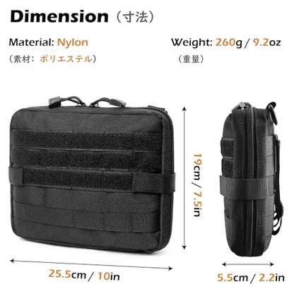 Molle Pouches Tactical Admin EDC Gear Utility Pouch Waist Bags for Small Tool Horizontal Modular Organization - color: 04 Black