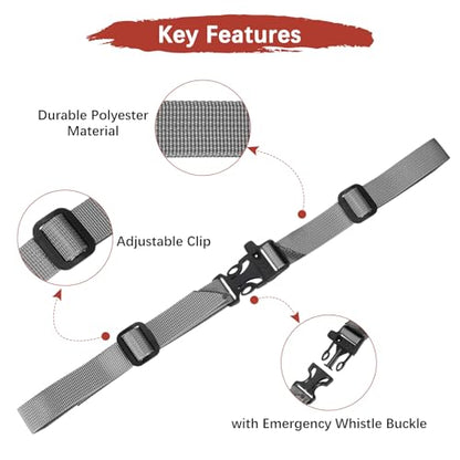 Backpack Chest Strap Sternum Straps with Emergency Whistle Buckle for Backpack Replacement & Hiking - color: Grey