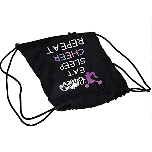 JYTAPP Cheer Drawstring Bag for Cheerleading Gifts Eat Sleep Cheer Gym Cheer Team Gifts Practice Bag for Cheerleaders (black)