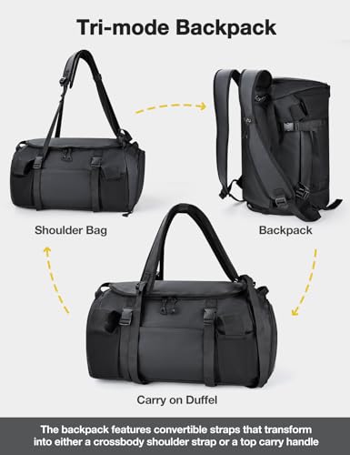 Gym Bag for Men Convertible Large-Capacity Gym Backpack, Water-Resistant Travel Duffel with Shoe Compartment, Quick Access Pockets & Adjustable Straps