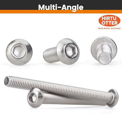 M2.5 x 4mm 100 Pcs Button Head Socket Cap Screws, 304 Stainless Steel (18-8), Fully Threaded, Bright Finish, Allen Hex Drive, Includes Hex Wrench, for Furniture, DIY, 3D Printing - size: M2.5 x 4mm-100 PCS
