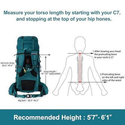 N NEVO RHINO Internal Frame Hiking Backpack 50/60/65/70/80L, Mountain Climbing Camping Backpack Daypack Waterproof Rain Cover - color: 15 Green, size: 65+5L