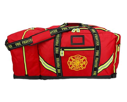 Lightning X Products Fireman Premium 3XL Firefighter Rescue Step-In Turnout Fire Gear Bag With Shoulder Strap & Helmet Pocket (Red) - color: Red