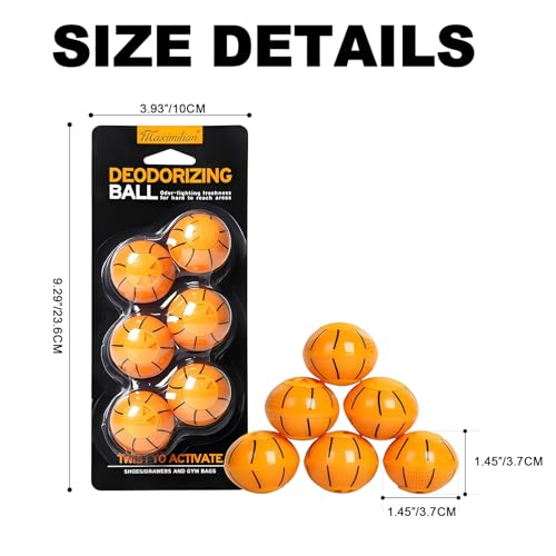 MAXIMILIAN Shoe Deodorizer Balls 6pcs Orange Shoe Fresheners Balls | Shoe Freshener Balls,Shoe Balls Odor Eliminator,Sneaker Balls Deodorizers Strong,Shoe Odor Elimination for Shoes Wardrobe
