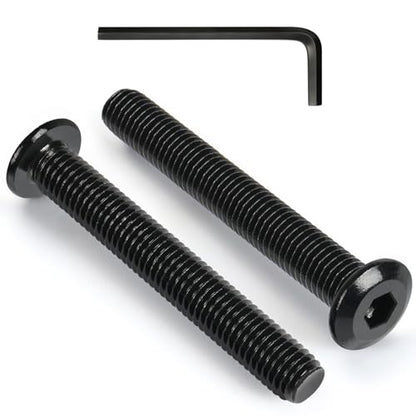 VGBUY M6-1 x 90 mm 16pcs Flat Head Hex Socket Cap Screws Metric M6 Bolts, 304 Stainless Steel 18-8, Black Zinc Plated, Full Thread, with Hex Spanner - size: M6 x 90mm(16pcs)