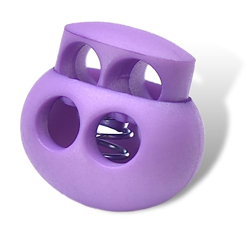 LongSLong 12 Pack LightPurple Plastic Spring Toggle Stopper Cord Lock for DrawString, Paracord Cord Stop Rope Clip Elastic Shoelace Lock Fastener Slider Double Hole - color: Lightpurple 12pcs