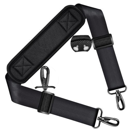 ZINZ Shoulder Strap 58" Ultra-Thick Fixed Padded and Adjustable Buckles Crossbody Strap for Briefcase Laptop Bag Luggage - color: Black