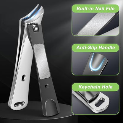 Ingrown Toenail Clippers, Slanted Nail Clippers for Thick Nails for Seniors, Edgy Angled Finger Nail Cutters for Adult, Men, Women with Curved Blade, Nail File - style: Black