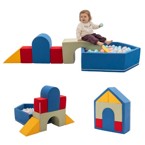 Zedachica 8-Piece Soft Foam Climbing Blocks for Crawling Climbing and Sliding,Toddler Climbing Toys Indoor,Foam Play Gym,Modular Play Set for 3+ Years,Blue - color: Blue