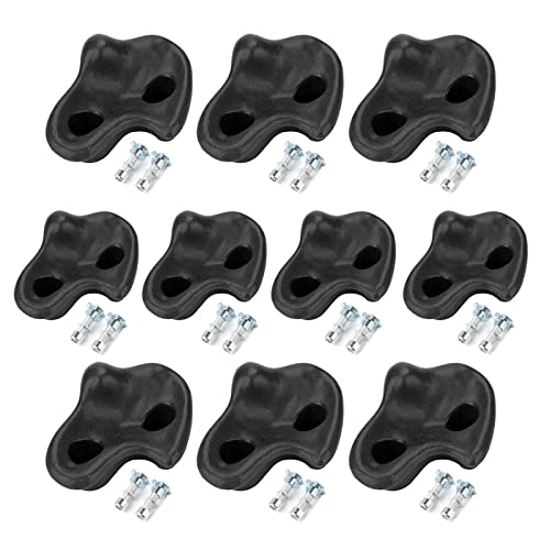 plplaaoo 10PCS Plastic Rock Climbing Holds Set, DIY Tree Rock Climbing Holds for Kids & Adults Climber, Kids Indoor and Outdoor Play Set Use, Includes Mounting Screws., Rock Climbing Holds climbin - color: black