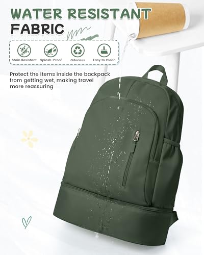 BJLFS Small Gym Backpack for Women Men, Waterproof Gym Track Bag with Expandable Shoe Compartment, Lightweight Mini Casual Daypack Sports Back Pack for Travel Hiking Dance Yoga Fitness Track, Green - color: Green