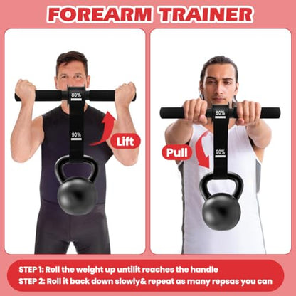 Forearm Strengthener and Wrist Roller with Thick Grip & Adjustable Strap, Ideal for Grip Strength Training, Muscle Building and Rehabilitation - color: Black