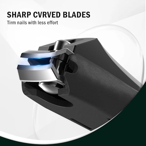 FVION Large Nail Clippers with Catcher, 2 PCS Anti-Splash Fingernail & Toenail Clippers, Stainless Steel Self-Collecting Nail Cutters for Effortless Nail Care - Metal Case Packing - color: Light Black