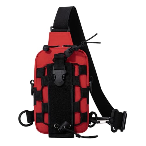 MiOYOOW Tactical Sling Bag, Waterproof Chest Pack Adjustable Crossbody Backpack for Men Women Outdoor Sports Climbing Camping - color: Red