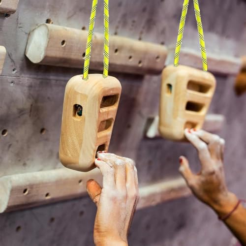 Portable Hangboard Wooden Finger Training Kit Set for Climbers | 2X Rock Climbing Support Rehabilitation Fitness Hand Grip Forearm Strength Workout Exercise for Women Men Home Gym Outdoor