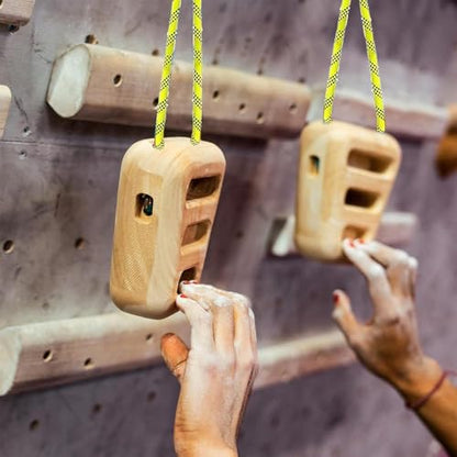 Portable Hangboard Wooden Finger Training Kit Set for Climbers | 2X Rock Climbing Support Rehabilitation Fitness Hand Grip Forearm Strength Workout Exercise for Women Men Home Gym Outdoor