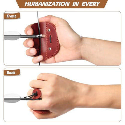 Ringsun Leather Archery Finger Tabs,Handmade Archery Finger Guard for Shooting Practice Gear, Recurve Bow Fingers Tab - color: Red