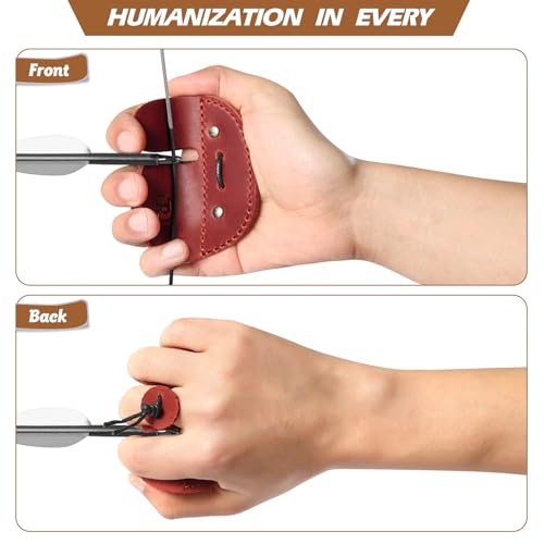 Ringsun Leather Archery Finger Tabs,Handmade Archery Finger Guard for Shooting Practice Gear, Recurve Bow Fingers Tab - color: Red