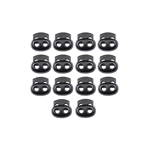 Toggles for Drawstrings,Double and Single Hole Spring Cord Locks Toggles Cord Plastic Ends Stopper for Paracord Rope - style: B1: Dual Hole-3mm-14pcs