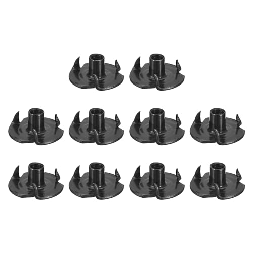 uxcell #8-32 T-Nuts, Zinc-Plated Carbon Steel 3-Pronged Tee Nuts Threaded Inserts for Climbing Holds and Wood Working, Black 50Pcs - color: Black, size: #8-32