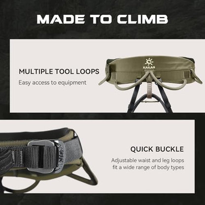 KAILAS Airo Rock Climbing Harness Men Roofing Harnesses Rescue Mountaineering Safety Belt Women Comfortable Lightweight - color: Gray Green, size: X-Small