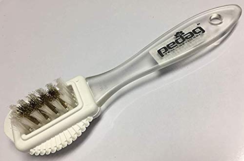 Pedag Suede Shoe Cleaner Brush | Made in Germany | 4-Way Cleaning & Refreshing | Brass & Nylon Bristles + Rubber | for Suede Nubuck & Velvet Shoes Boots & Bags | 1 Brush - size: Pack of 1, style: Single Suede Brush
