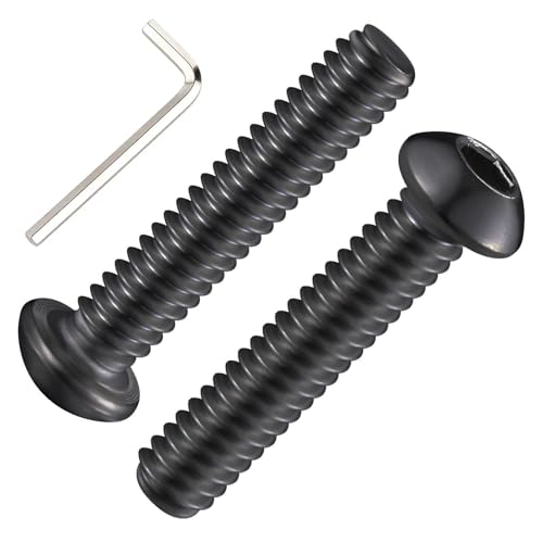 Wensilon (50Pcs) 1/4-20 * 1-3/4 Button Head Socket Cap Bolts Screws, 304 Black Stainless Steel, Allen Hex Drive, Bright Finish, Fully Machine Thread - color: Black, size: B 1/4-20*1-3/4