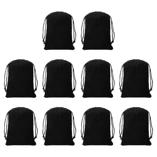 Drawstring Dice Bag 3.54" x 4.72" Durable Flocking Cloth Tarot Card Bag Perfect for Dice Storage & Jewelry & Chess & Cosplay Coin & Board Gaming Accessories (Black, 10pcs) - color: Black, size: 3.54"x4.72"