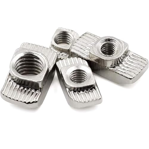 100 Pcs 3030 Series M6 T Nuts, T Slot Nut Hammer Head Fastener Nut, Nickel Plated Carbon Steel Nut for European Aluminum Profile,Drop in T Slot Nuts Assortment Kit(30-M6) - size: 30-M6(100 Pcs）