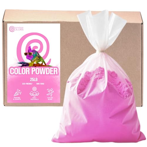 Chameleon Colors 25 lb. Color Powder - 1 Pack - Vibrant Pink Color - for 15-20 People - Non-Toxic & Gluten-Free - for Holi, Color Wars, Fun Run, Gender Reveal, Summer Camp & More - color: Pink