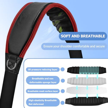 ZINMARK 60 inch Cushion Ultra Comfortable Bag Strap Thicken Shoulder Strap with Double Adjustable Buckles for Crossbody Bag - color: Black Red