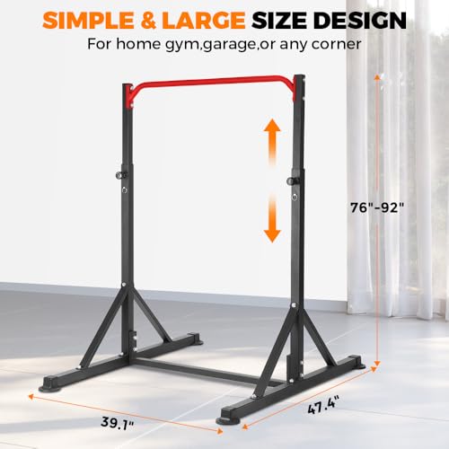 Pull Up Station, Power Tower Adjustable Pullup Bar Free Standing, Heavy Duty Multifunction Strength Training Pull Up Bar, Gym Workout Fitness Equipment Chin up Bar for Home Outdoor, 440LBS Capacity - color: Red