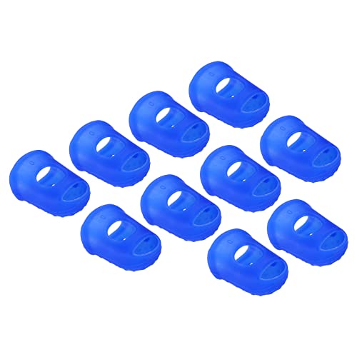 PATIKIL 0.67 Inch Rubber Finger Tips, 30 Pack Silicone Thumb Fingertip Protector Covers Pads Thimble for Guitar Playing Office Counting Sewing, Blue XS Size - color: Blue, size: 0.67 Inch
