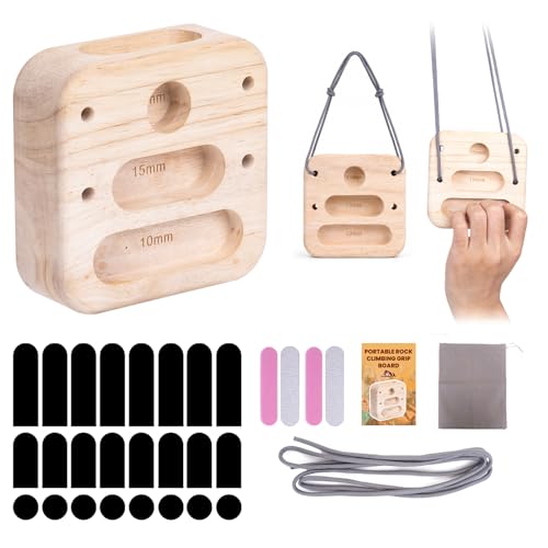 Portable Hangboard Set for Rock Climbing,Handboard for Finger Grip Strength,Fingerboard for Multiple-Sized Slots,Round Corner Polishing,Hard & Sturdy Wood,House Yard GYM Training Fitness Equipment