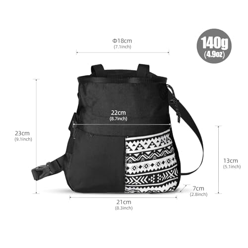 Mountaineering Chalk Bag, Large Capacity with Independent Front Pocket and Dual Hanging Points for Outdoor Sports Training - size: Large Black