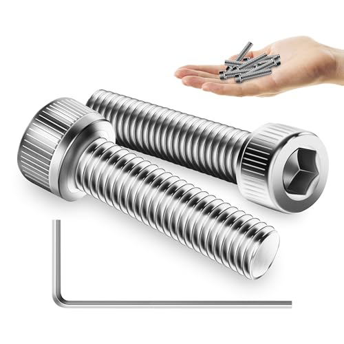 Mywish (25Sets) M6 Bolts, M6 x 25mm Socket Head Cap Screws Bolts, 304 Stainless Steel Allen Socket Hex Drive Screws, Bright Finish Screw Kit with Nuts and Washers & Hex Spanner - size: M6 x 25mm