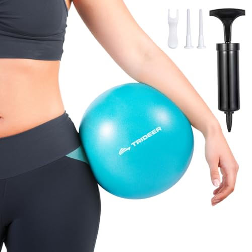 Trideer 9-Inch Pilates Ball, Small Exercise Ball Pilates Equipments for Yoga, Physical Therapy, Pregnancy, Postpartum, Core Training, Balance, Stability and Stretching - color: Turkis (With Pump)