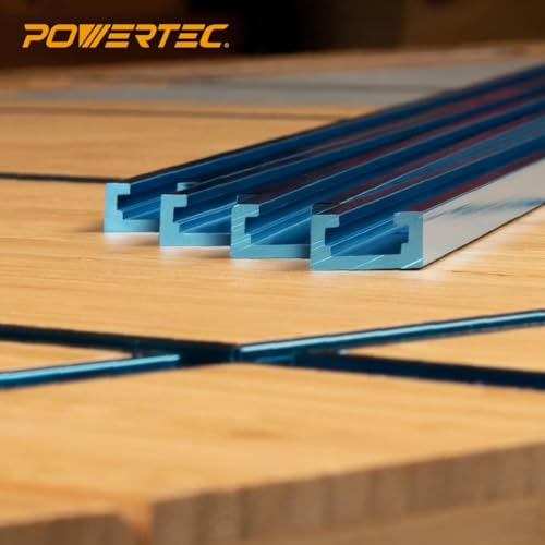 POWERTEC 71158 48 Inch Double-Cut Profile Universal T-Track with Predrilled Mounting Holes, T Track for Woodworking Jigs and Fixtures, Drill Press Table, Router Table, Workbench, 2 Count, Pack of 1 - size: 48" T track, 2PK