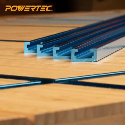 POWERTEC 71158 48 Inch Double-Cut Profile Universal T-Track with Predrilled Mounting Holes, T Track for Woodworking Jigs and Fixtures, Drill Press Table, Router Table, Workbench, 2 Count, Pack of 1 - size: 48" T track, 2PK