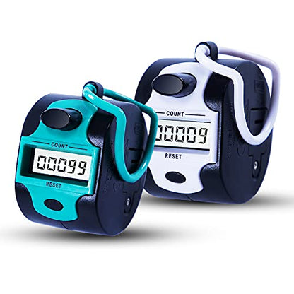 TESEAS Handy Counter Click Manual Digital clicker Stitch Tally Counters Finger Mechanical Palm Handheld Pitch 5-Digit Electronic Display Click Counter Number Count for Row, People, Golf Lap - style: 2 pack