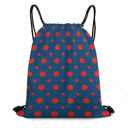 Travel Drawstring Backpack Theft Proof Cinch Sack Water Resistant Sackpack for Camping Hiking Outdoor Sports, Phish Red Donut Circles On Blue Bags - color: Picture (32)