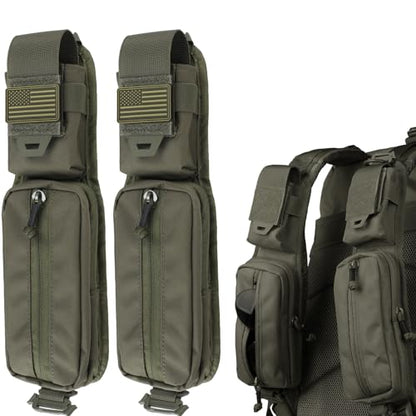 WYNEX Molle Accessories Pouch of Double Zipper Pocket Version, Backpack Strap Pouch Shoulder Strap Molle Attachment Tactical Accessories Bag Shoulder Starps Zipper Pocket Additional Phone Holder - color: Range Green-2Pcs